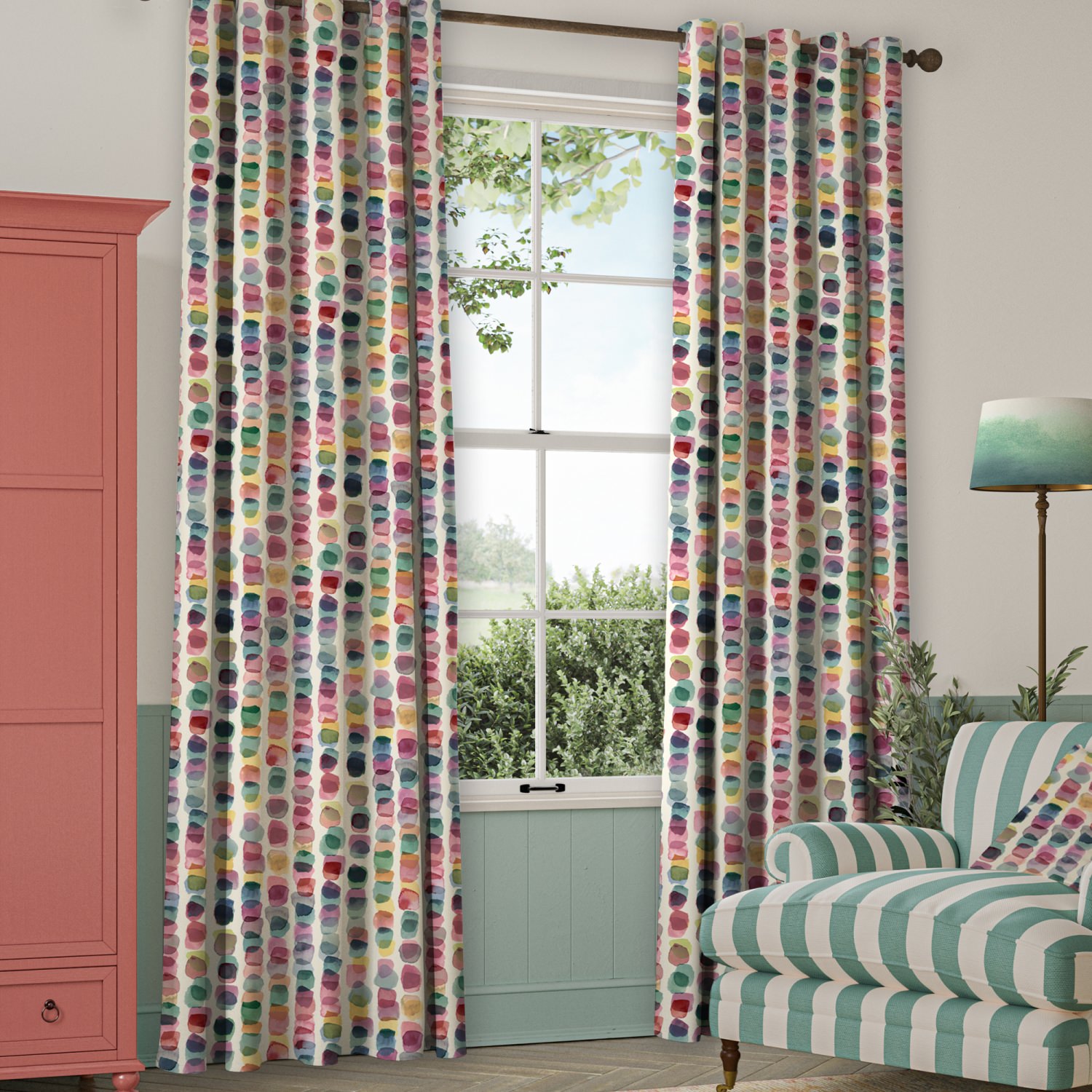 bluebellgrey tobermory green geometric curtains