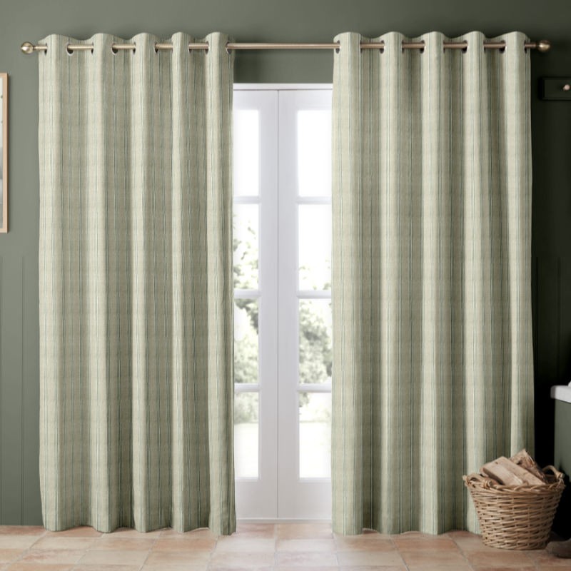 Emily Bond George Stripe Sage Curtains
