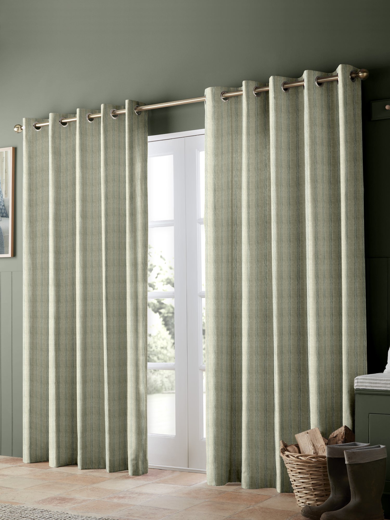 emily bond george stripe sage curtains