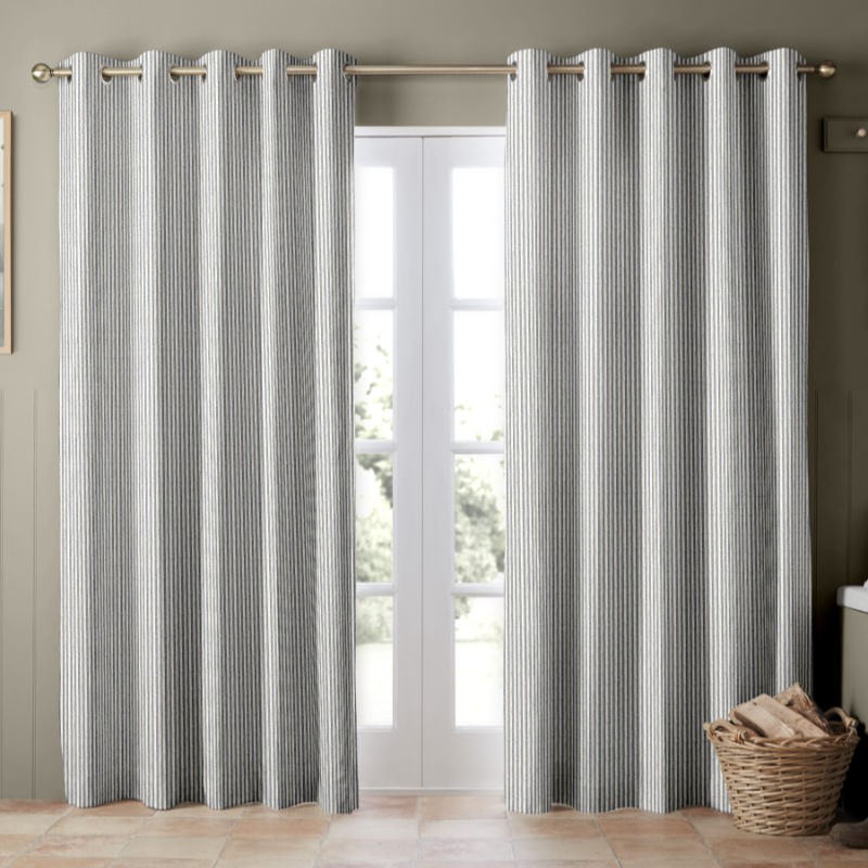 Emily Bond Oscar Stripe Indigo Curtains