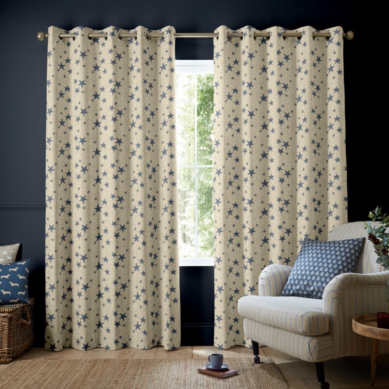 Emily Bond St Maws Indigo Curtains