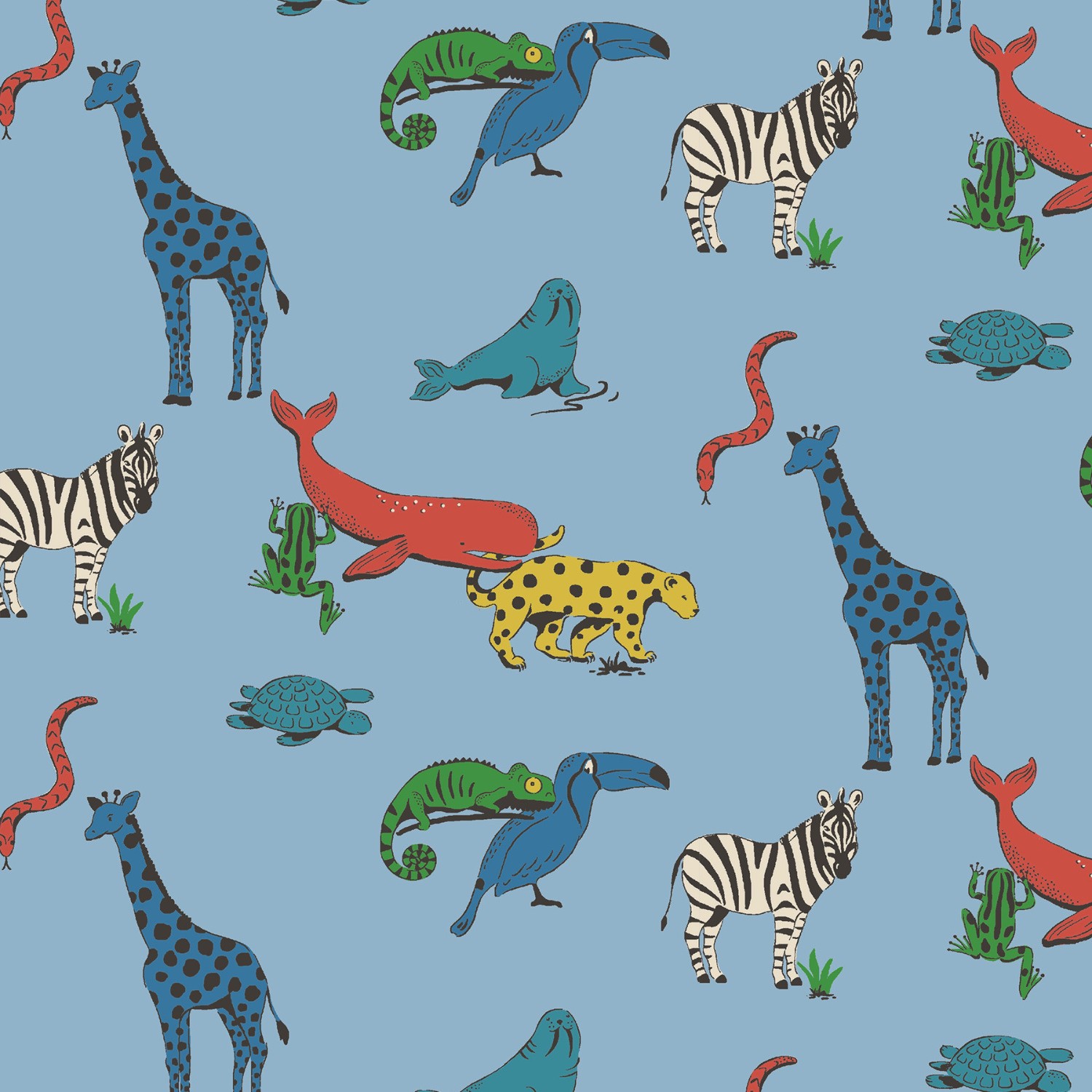 cath kidson animals mid blue curtains