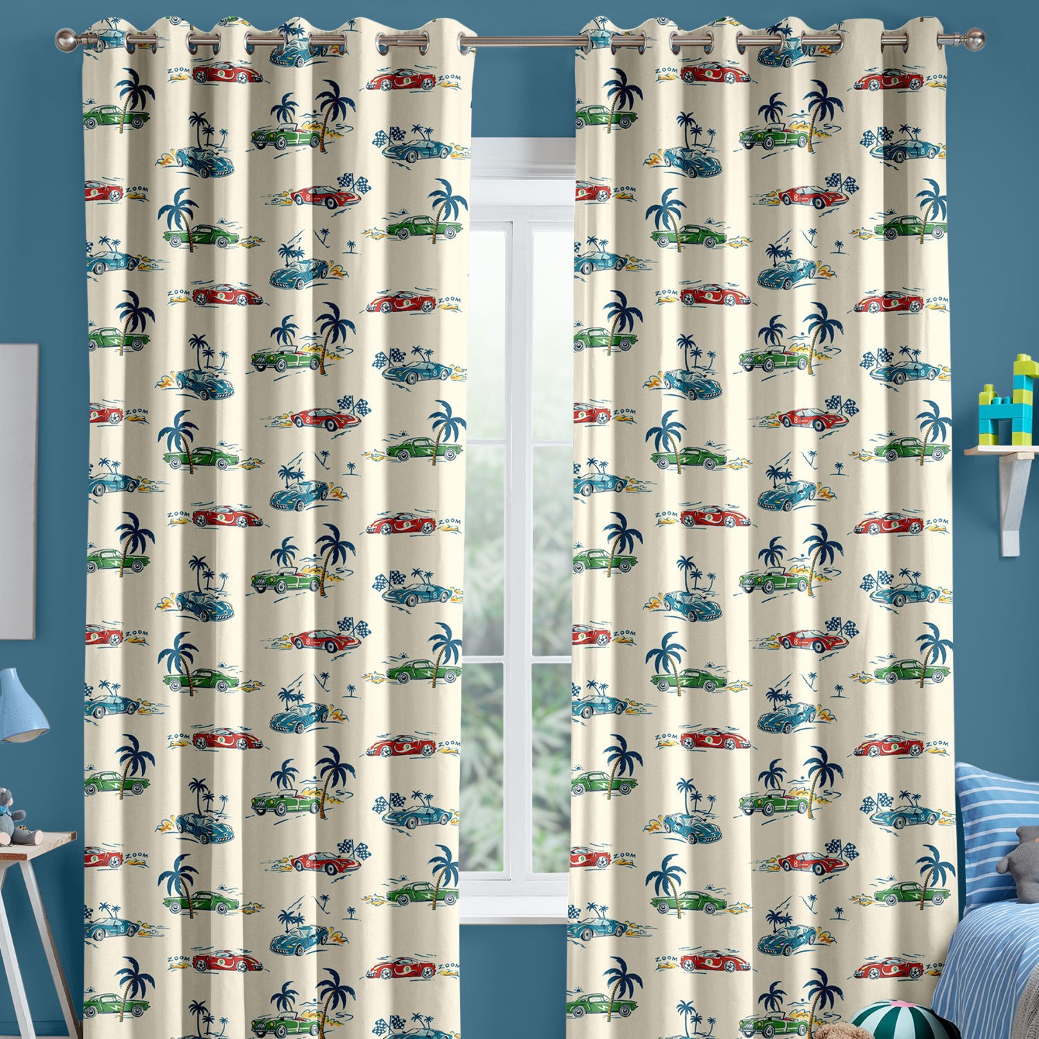 cath kidson fast cars cream curtains