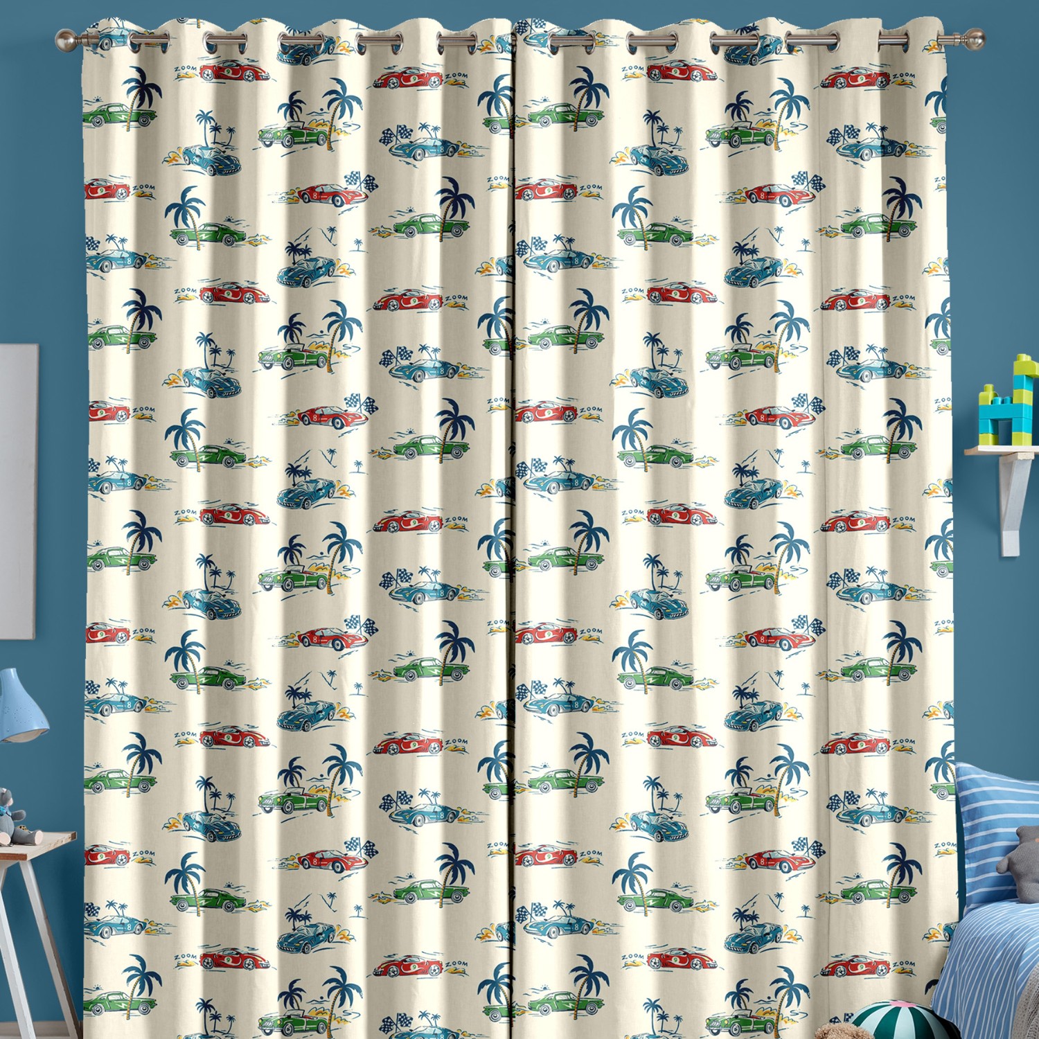 cath kidson fast cars cream curtains