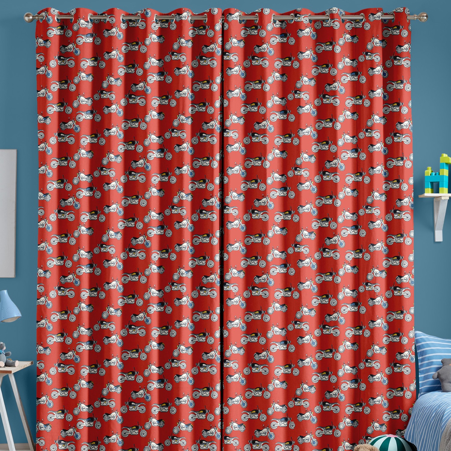 cath kidson kids motorbikes red curtains
