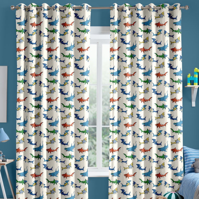 Cath Kidson Summer Sharks Cream Curtains