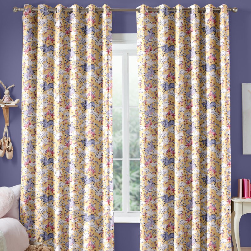 Cath Kidson Unicorn Yellow Curtains