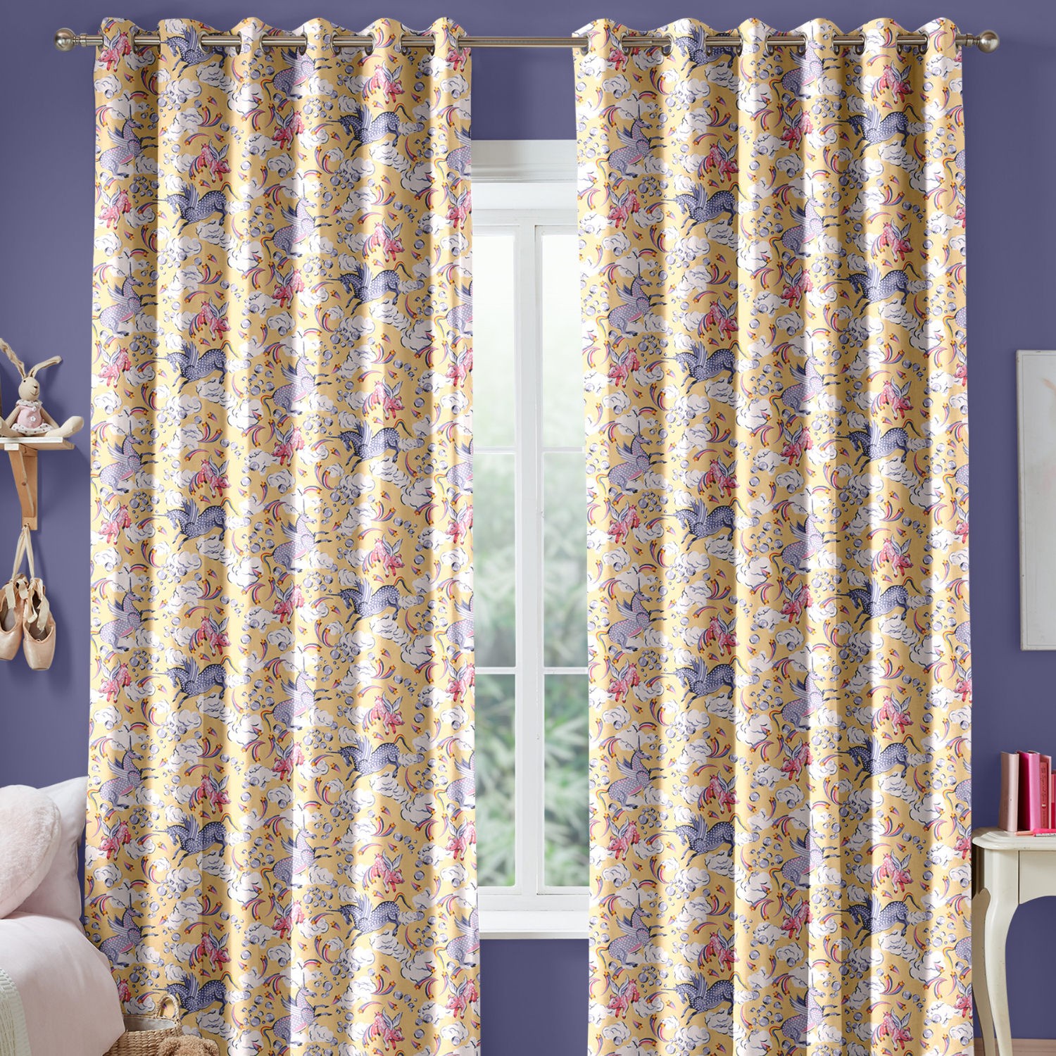 cath kidson unicorn yellow curtains