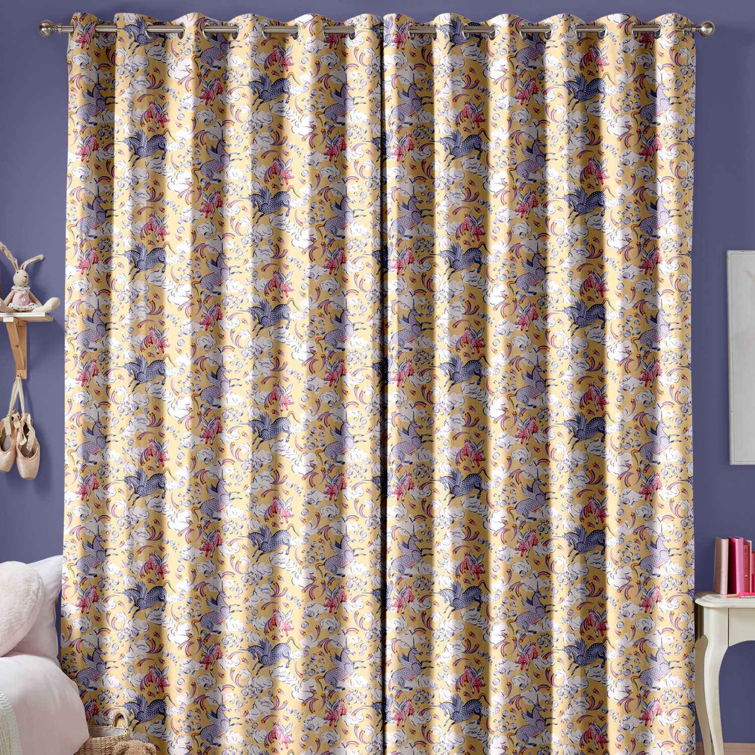 cath kidson unicorn yellow curtains