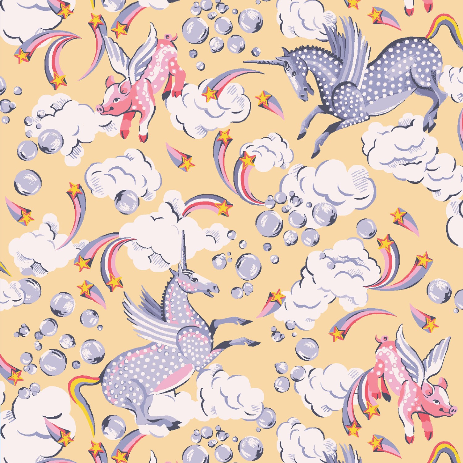 cath kidson unicorn yellow curtains