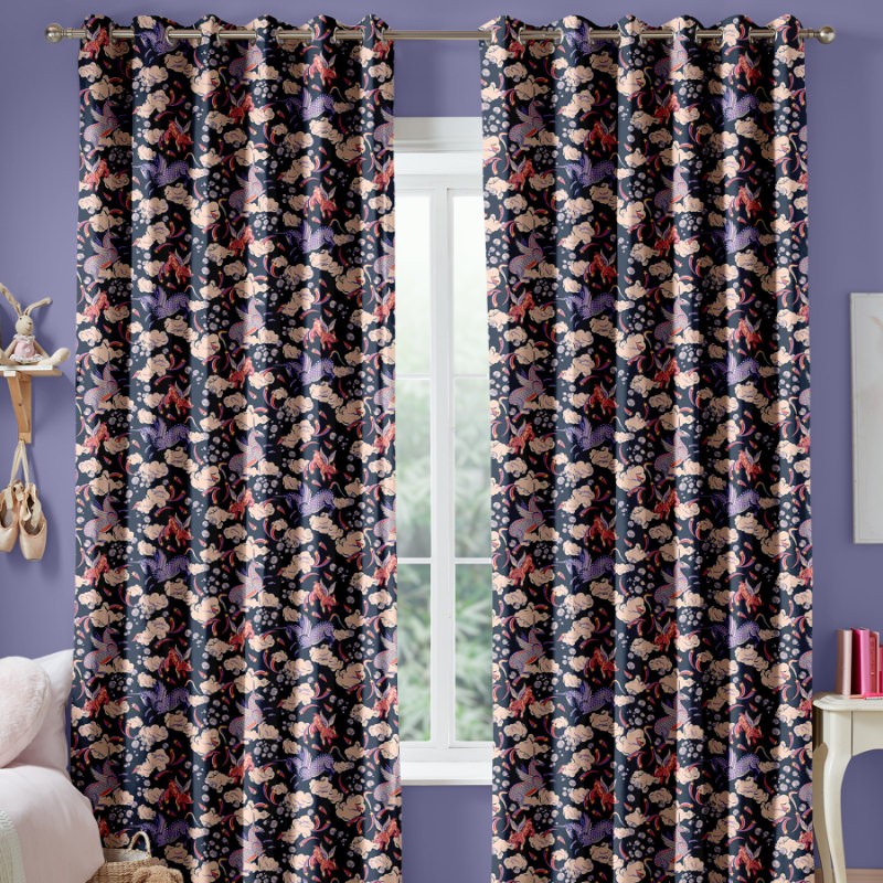 Cath Kidson Unicorn Navy Curtains