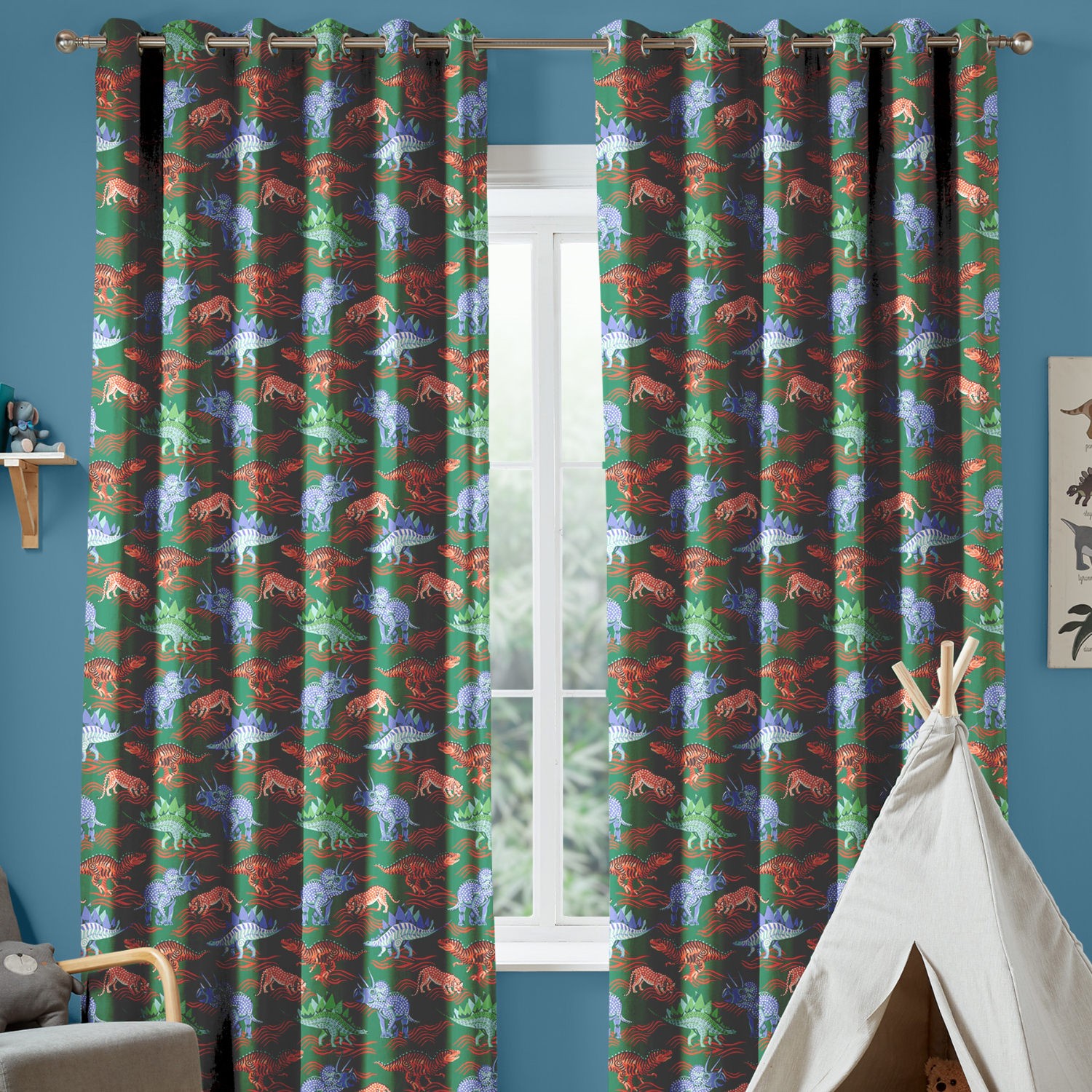 cath kidson dinosaur green curtains