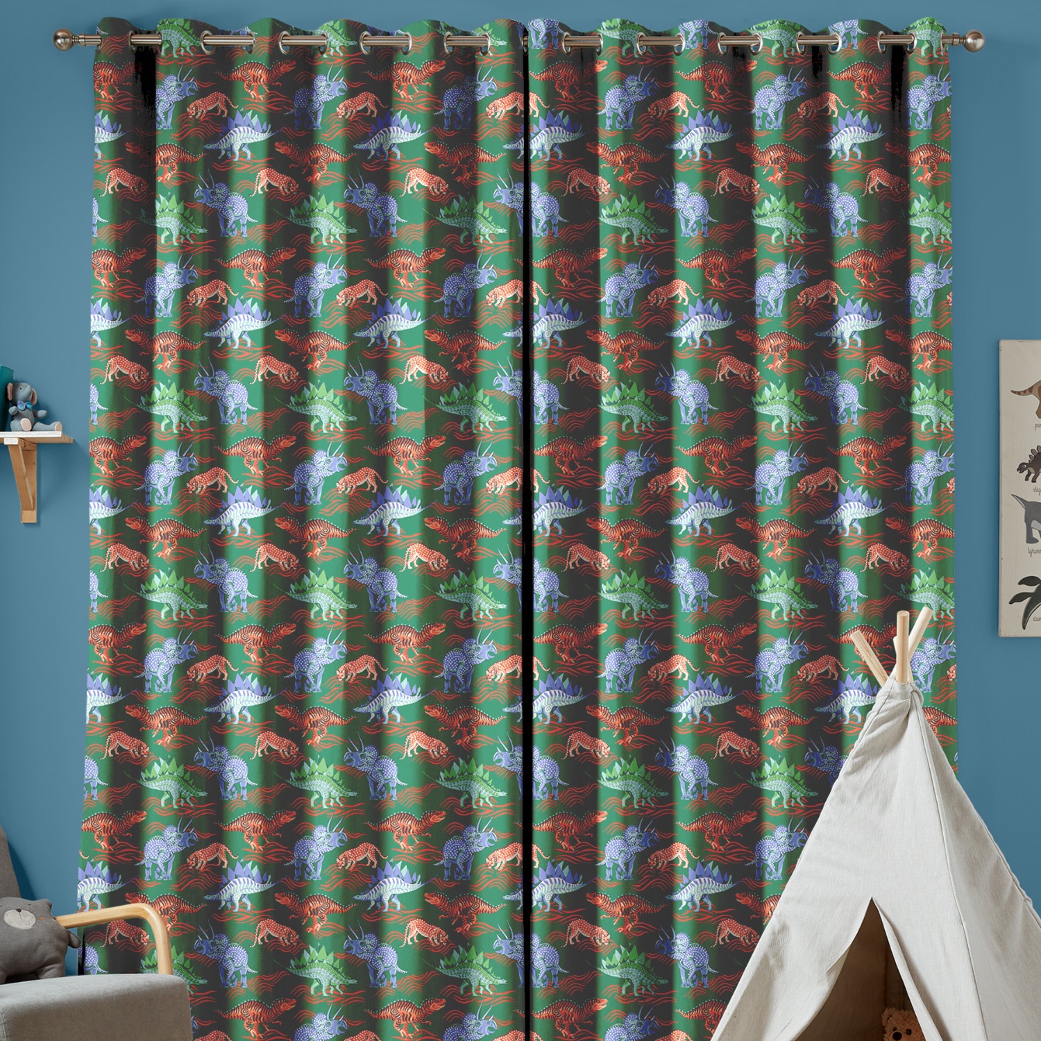 cath kidson dinosaur green curtains