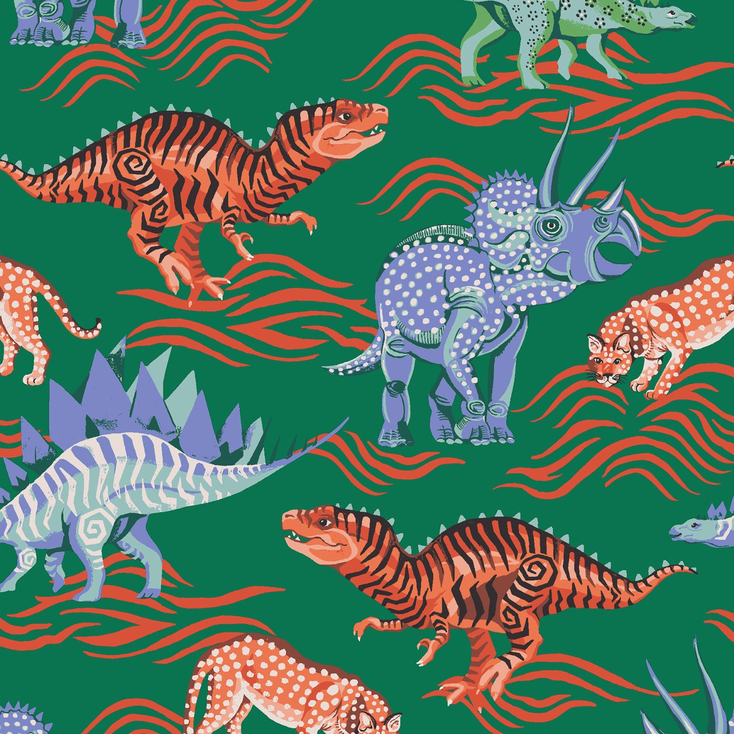 cath kidson dinosaur green curtains