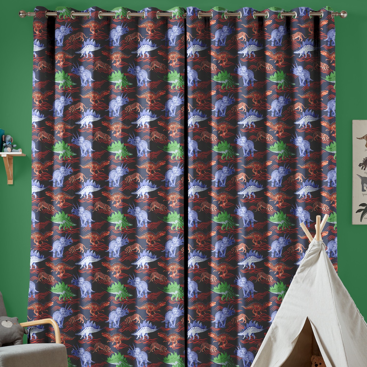 cath kidson dinosaur navy curtains