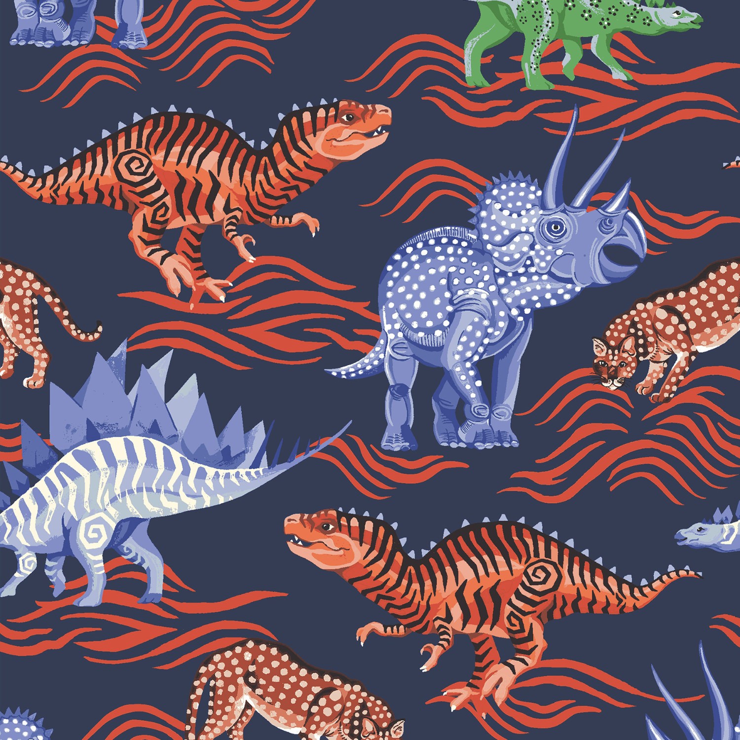 cath kidson dinosaur navy curtains