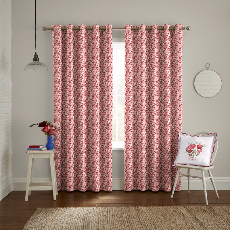 Cath Kidson Marble Hearts Ditsy Red Curtains
