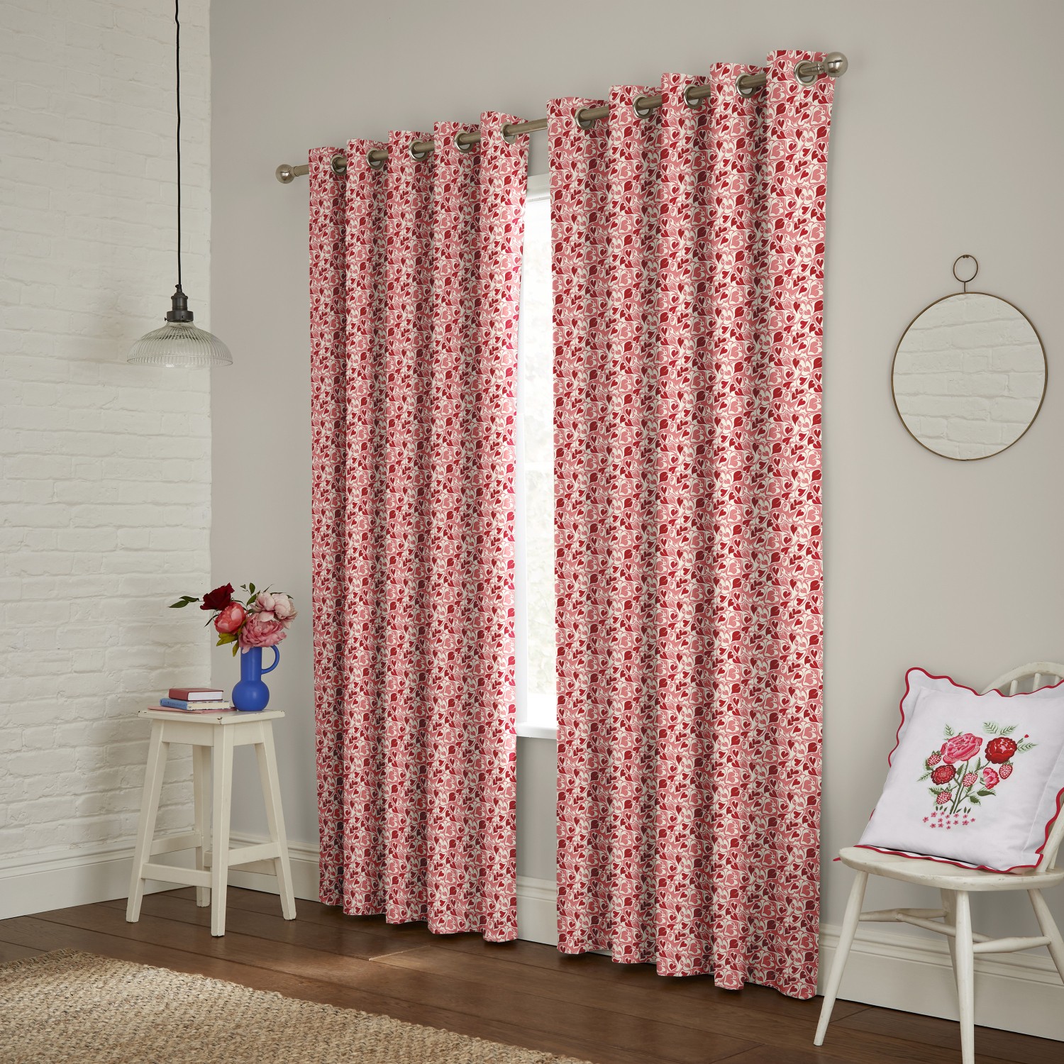 cath kidson marble hearts ditsy red curtains