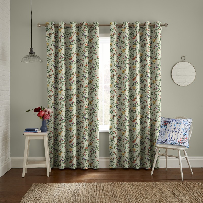 Cath Kidson Summer Birds Green Curtains