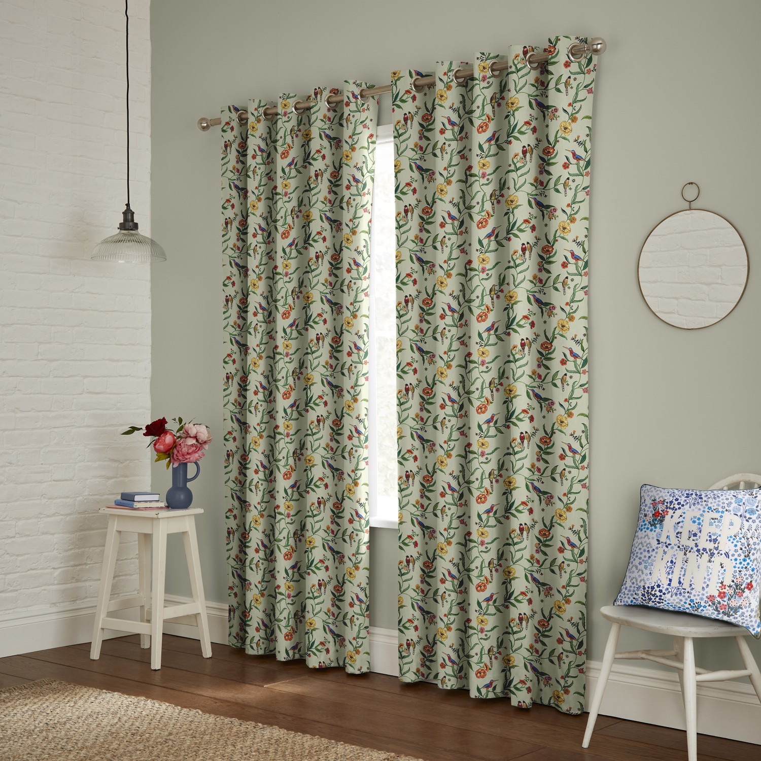 cath kidson summer birds green curtains