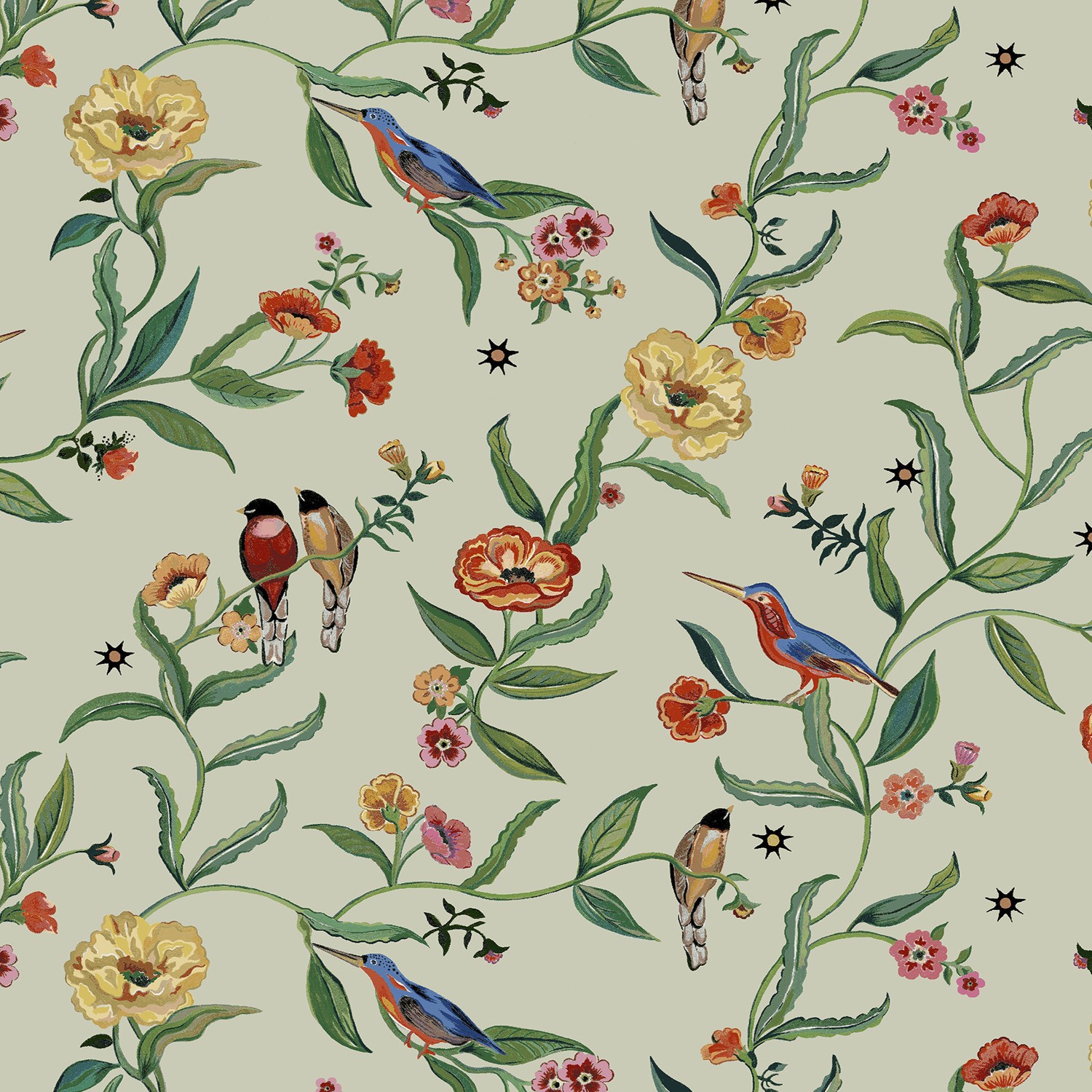 cath kidson summer birds green curtains