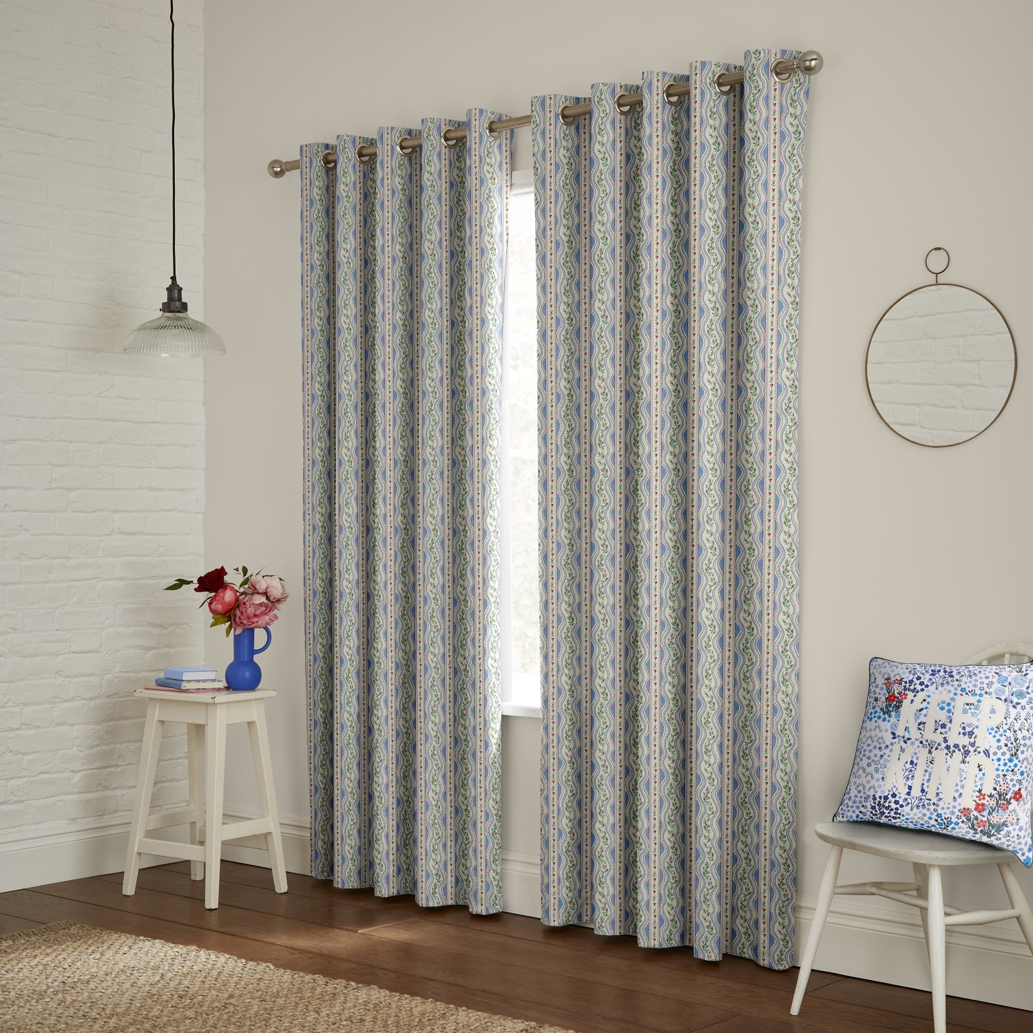 cath kidson wiggle rose blue curtains
