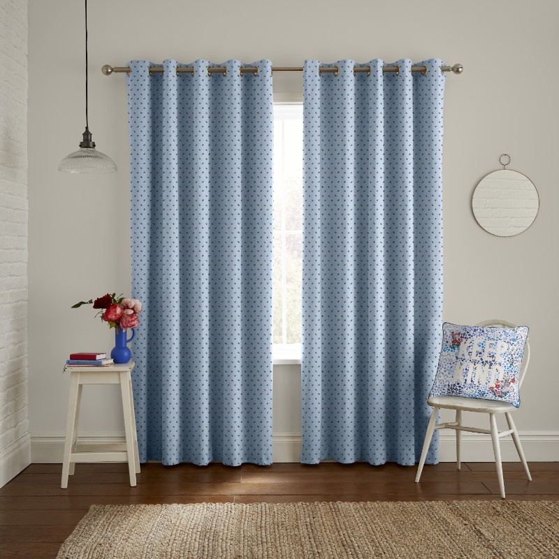 Cath Kidson Rose Bud Blue Curtains
