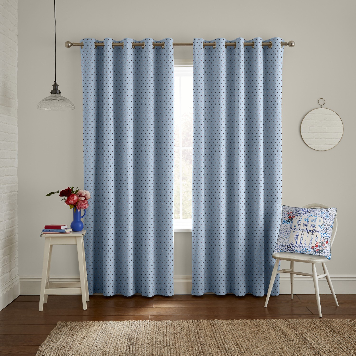 cath kidson rose bud blue curtains