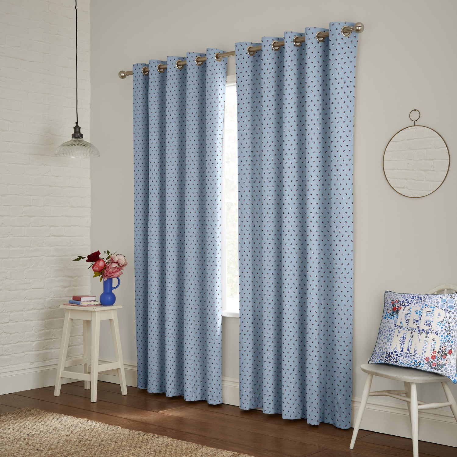 cath kidson rose bud blue curtains