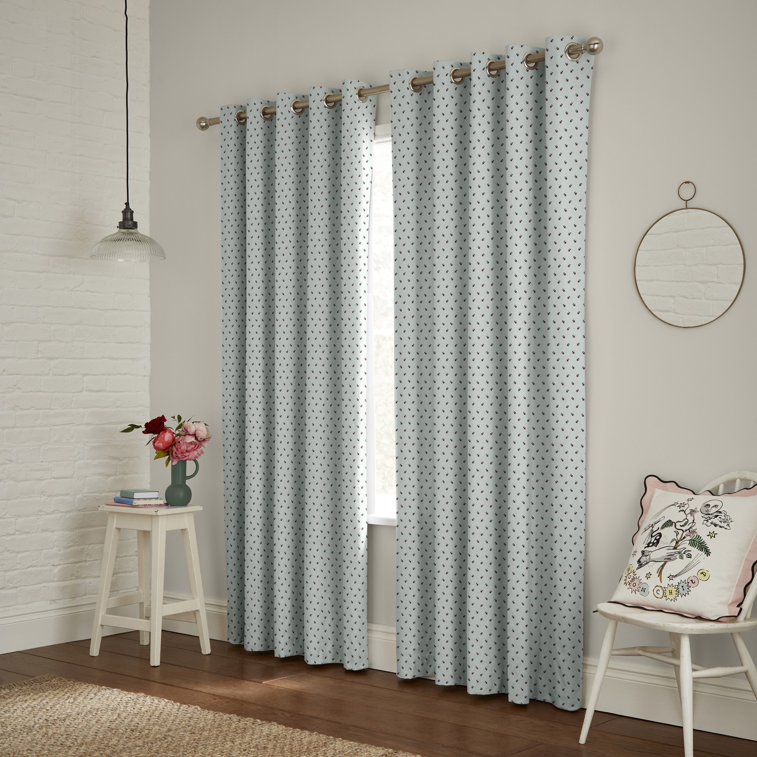 cath kidson rose bud mint curtains
