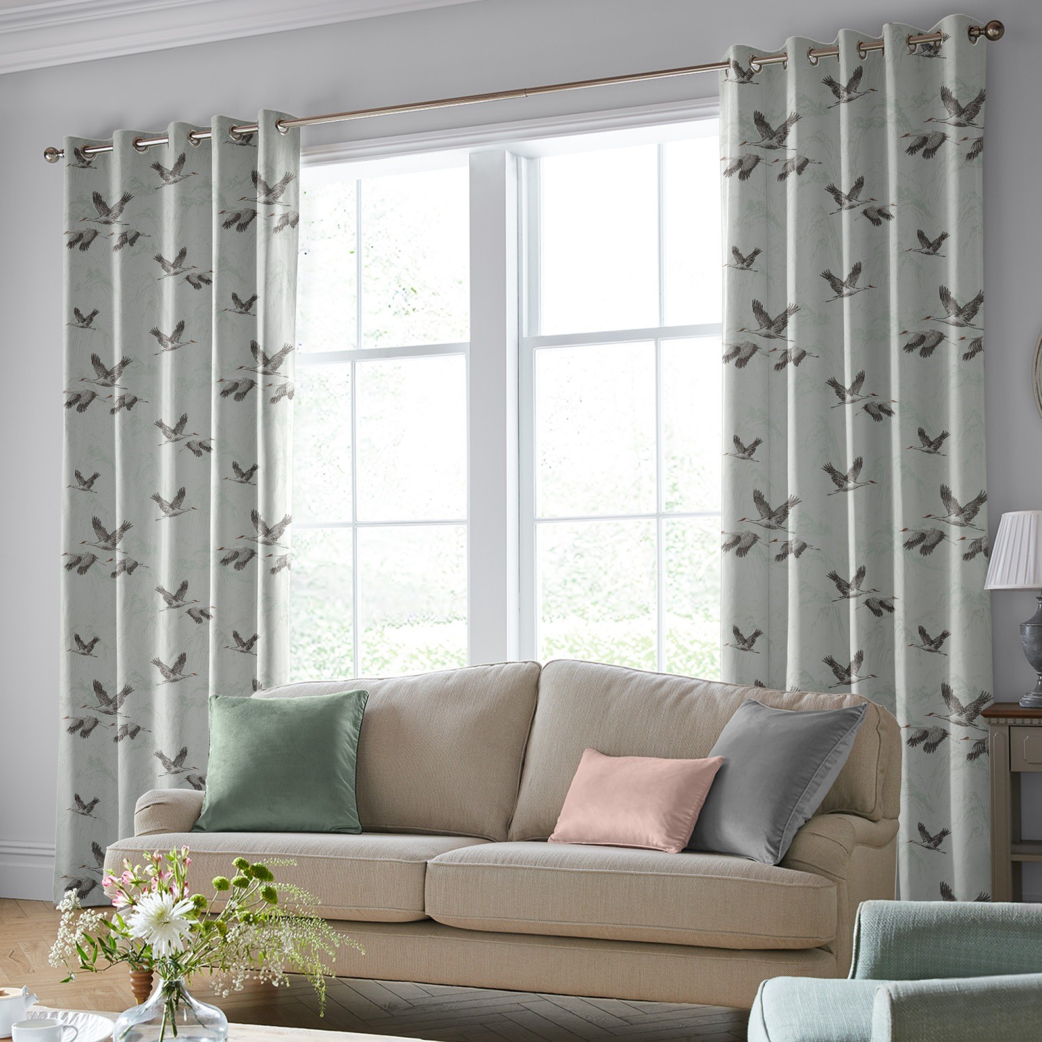 laura ashley animalia embroidered pale duck egg curtains