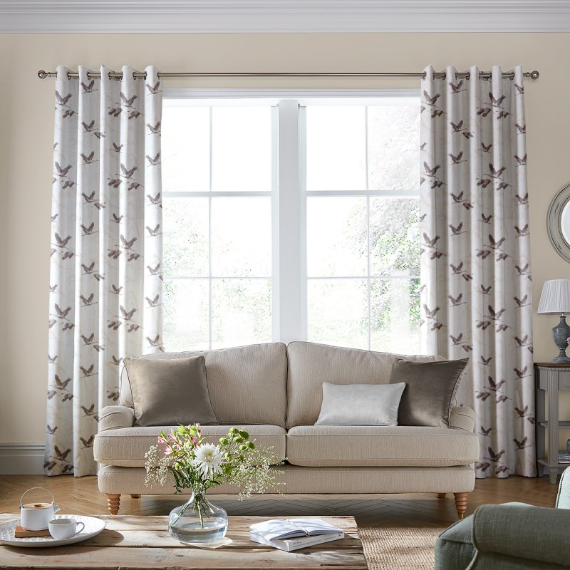 Laura Ashley Animalia Embroidered Pale Dove Grey Curtains