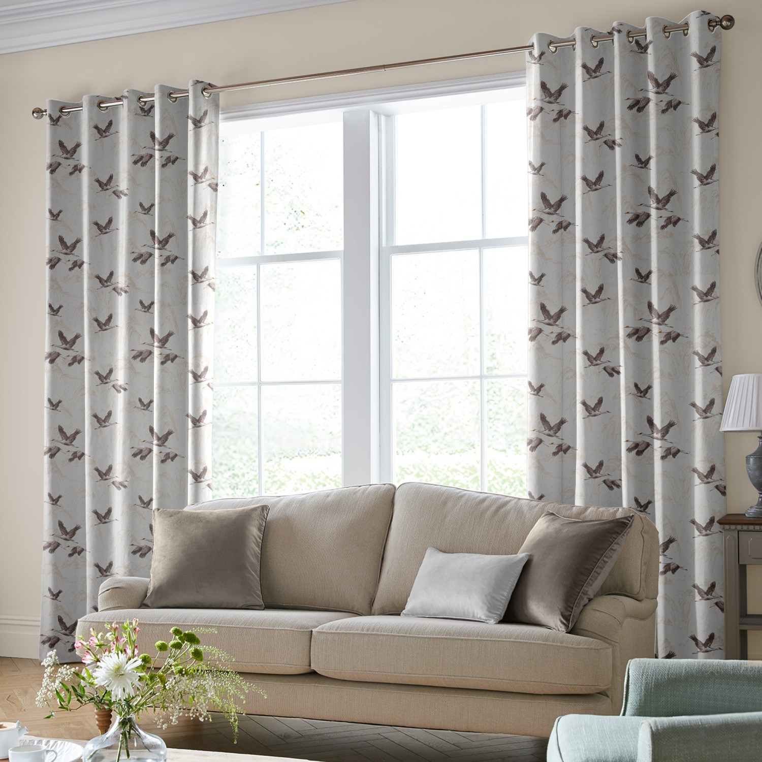 laura ashley animalia embroidered pale dove grey curtains