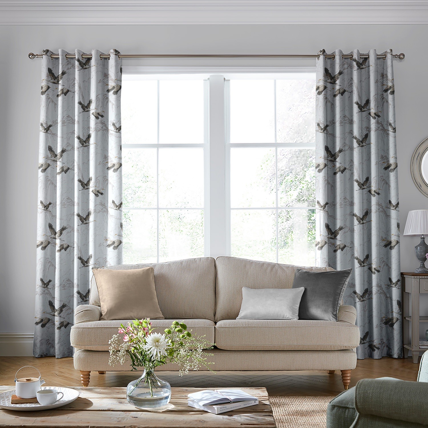 laura ashley animalia embroidered silver curtains