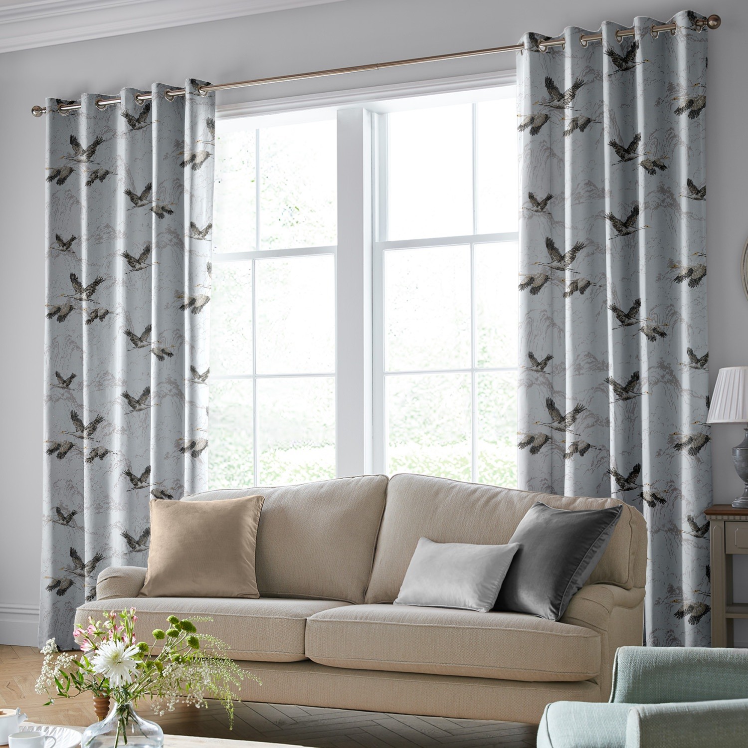 laura ashley animalia embroidered silver curtains