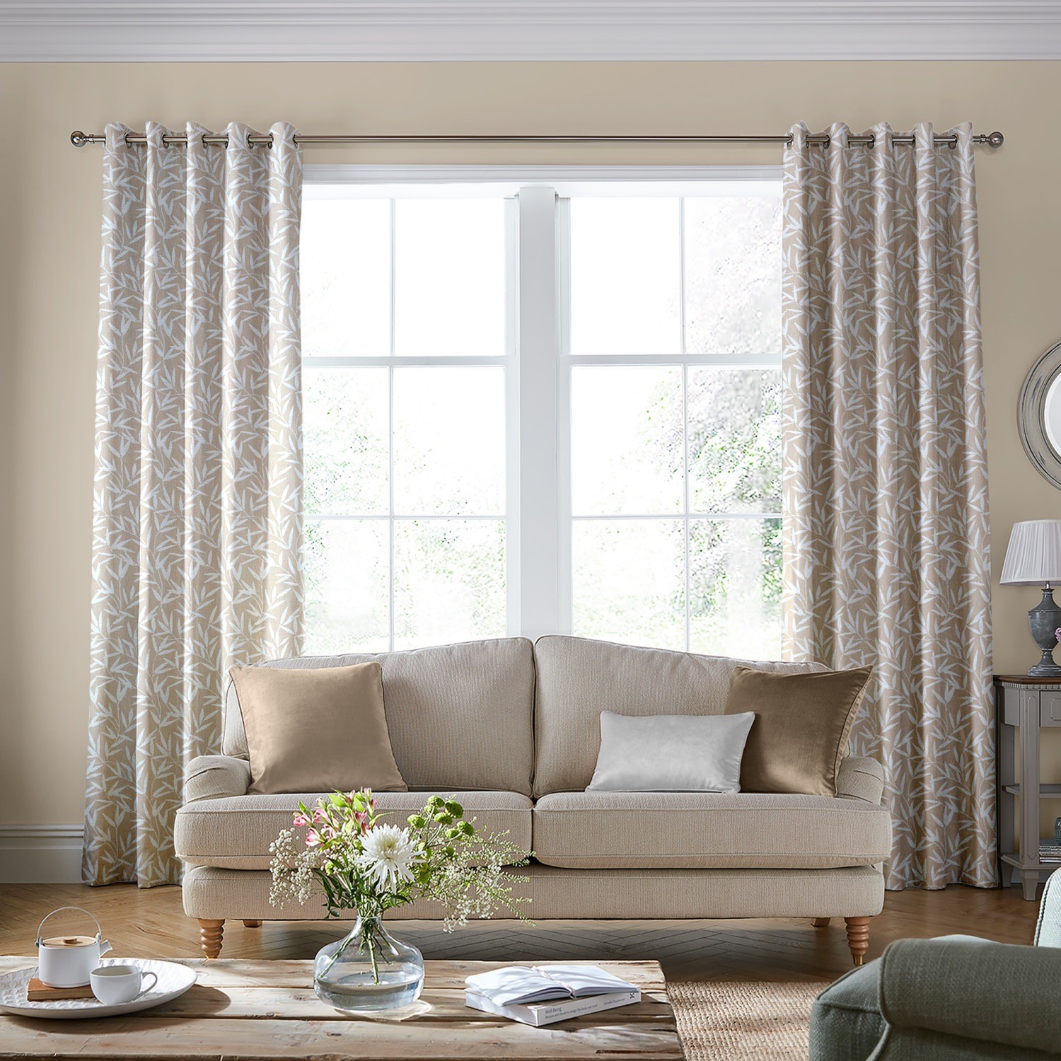 laura ashley willow leaf chenille natural curtains