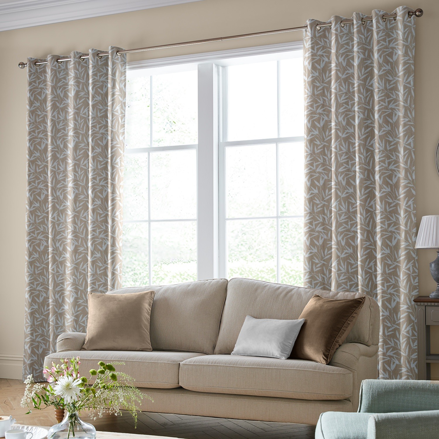 laura ashley willow leaf chenille natural curtains