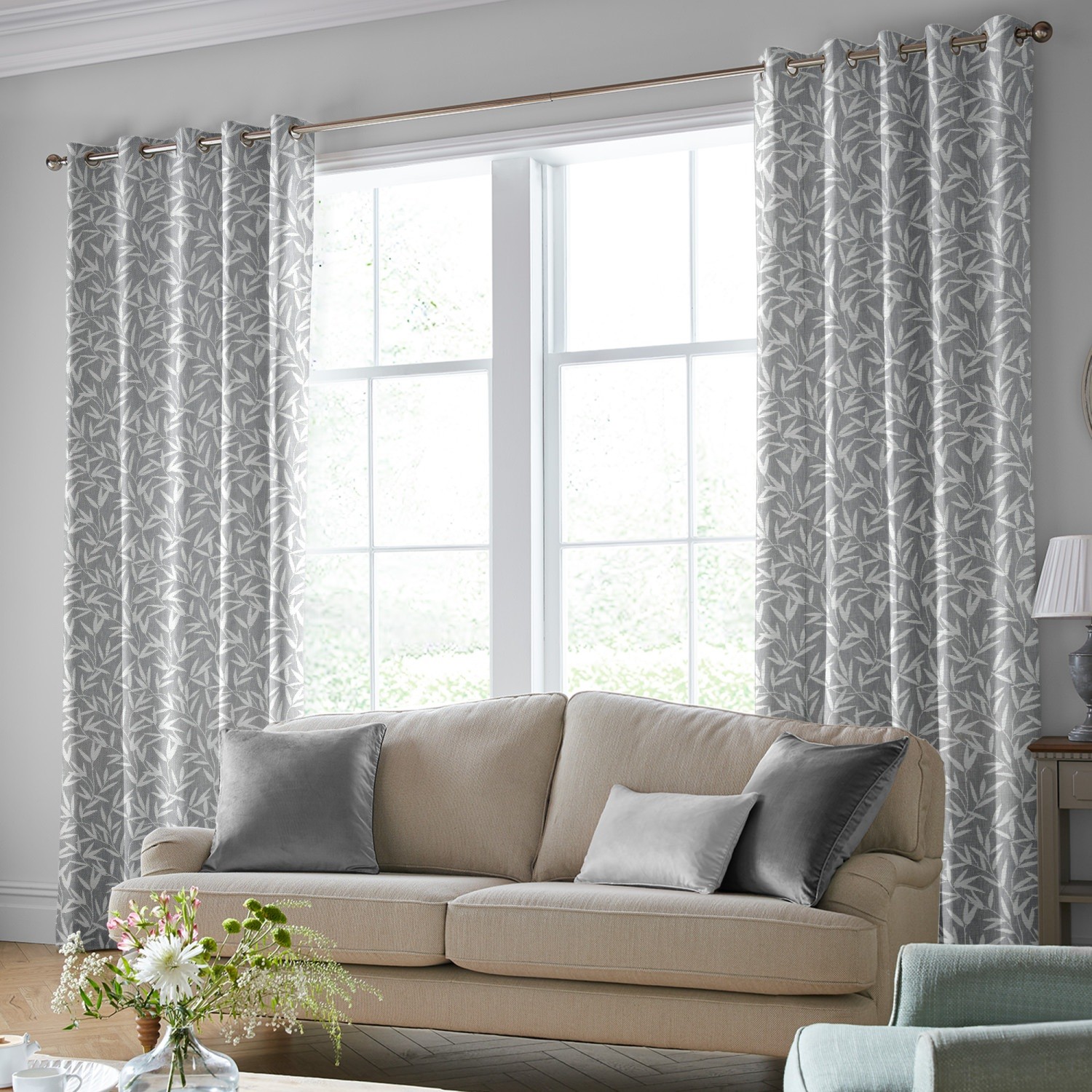 laura ashley willow leaf chenille steel curtains