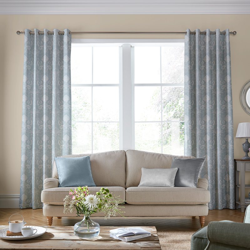 Laura Ashley Josette Woven Pale Seaspray Curtains