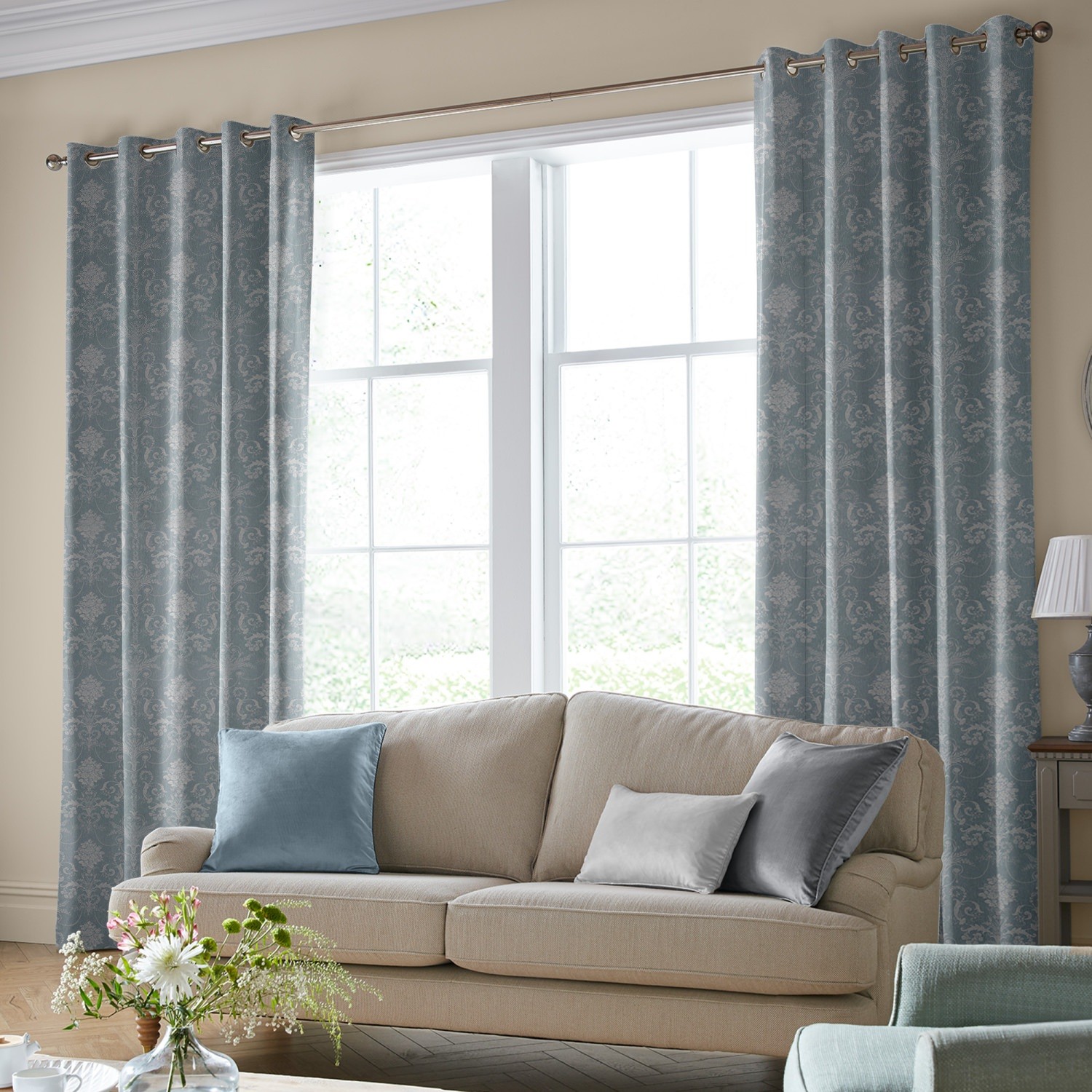 laura ashley josette woven pale seaspray curtains