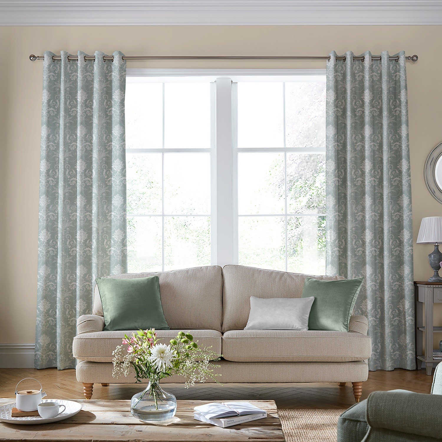 laura ashley josette woven grey green curtains
