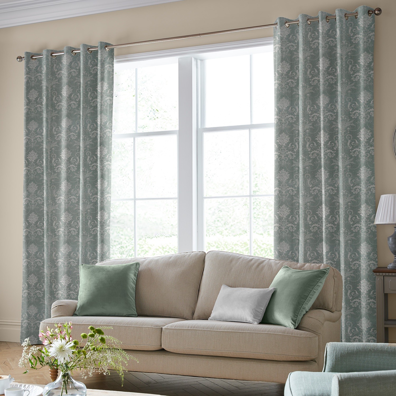 laura ashley josette woven grey green curtains