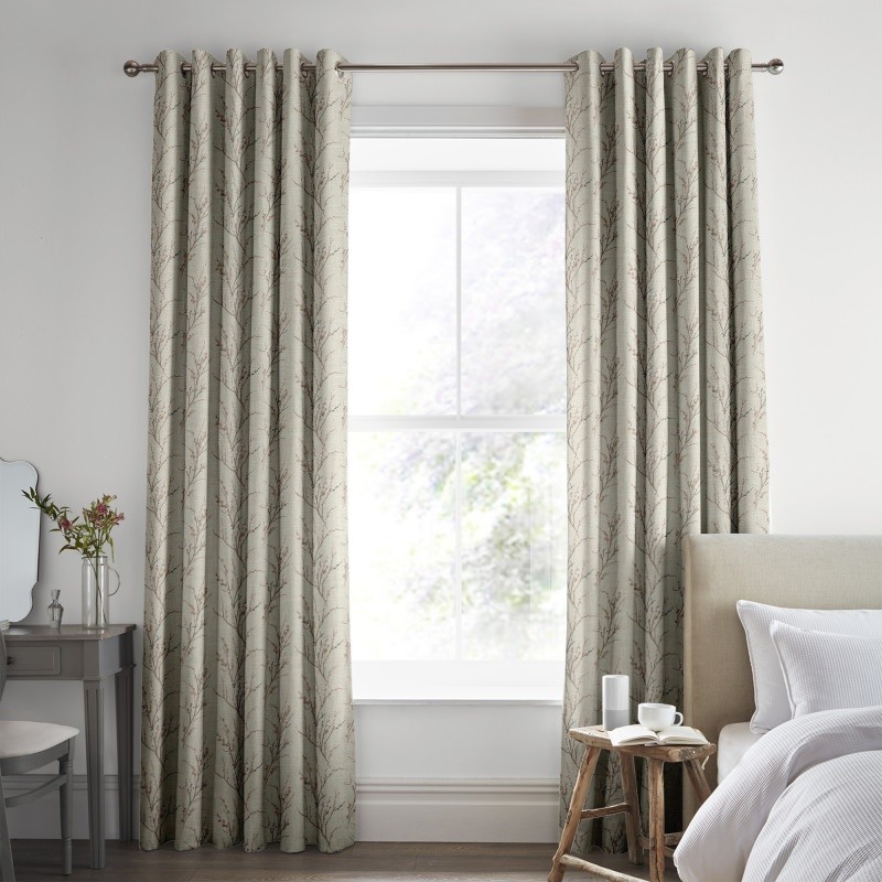 Laura Ashley Pussy Willow Embroidery Blush Curtains