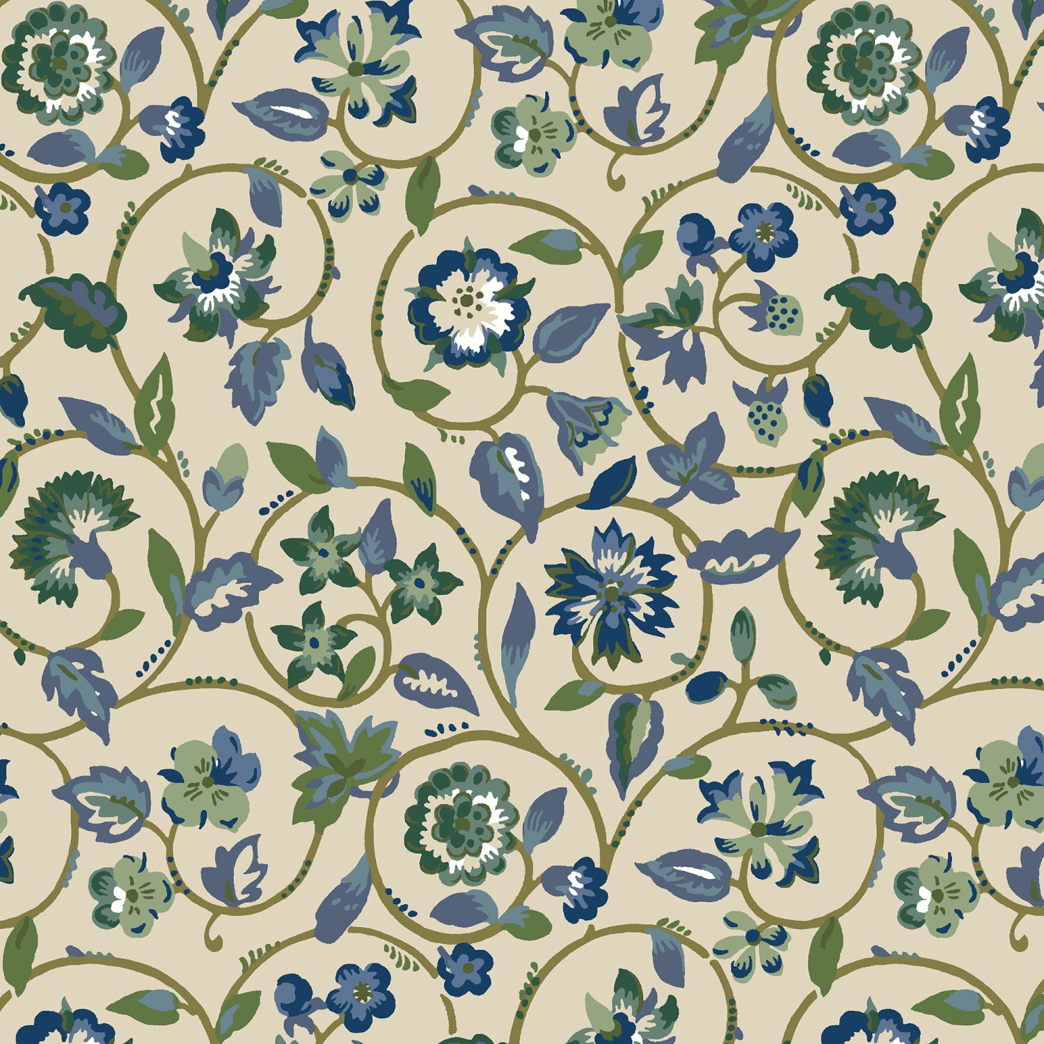 land & shore flowers & leaves esther green curtains