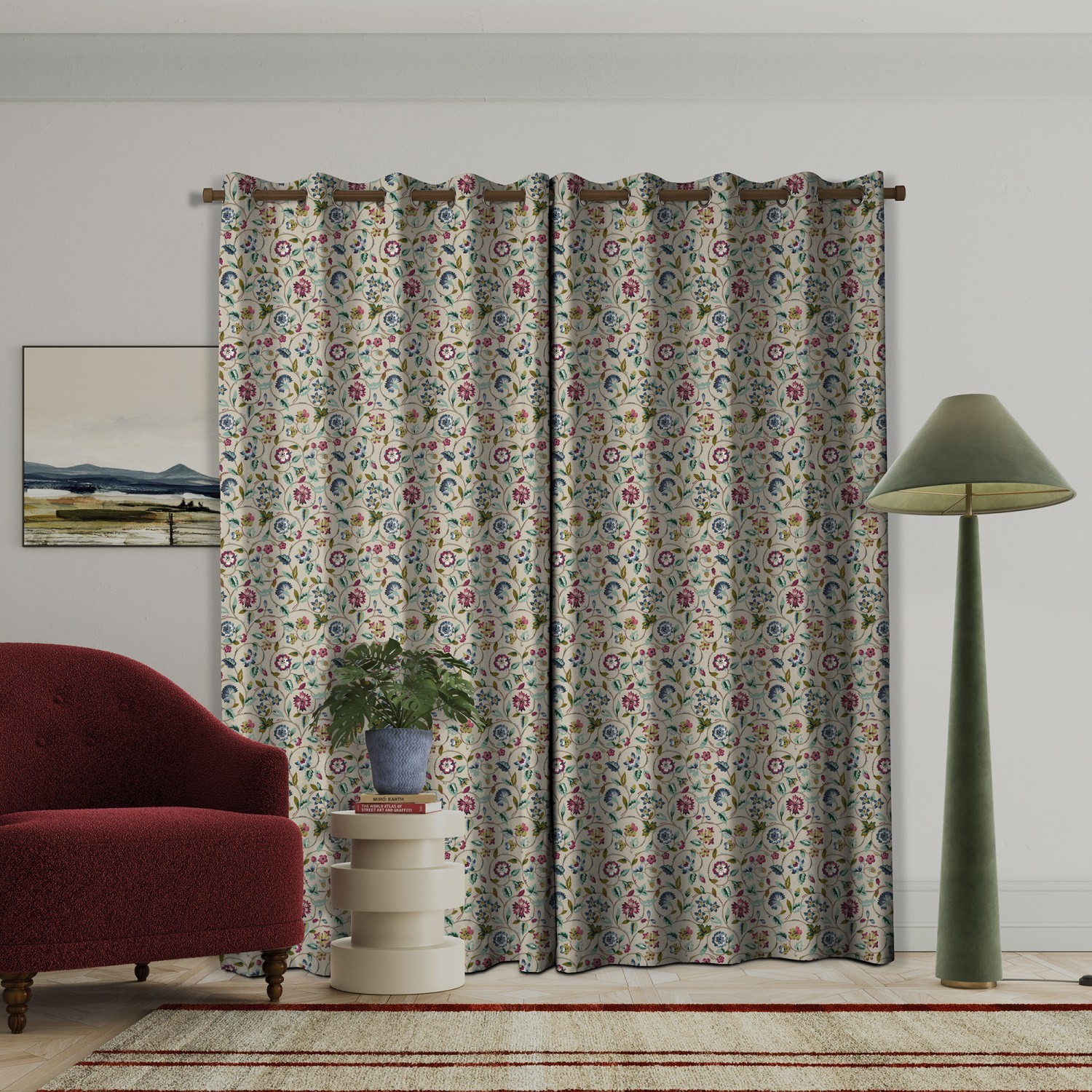 land & shore flowers & leaves esther multi curtains