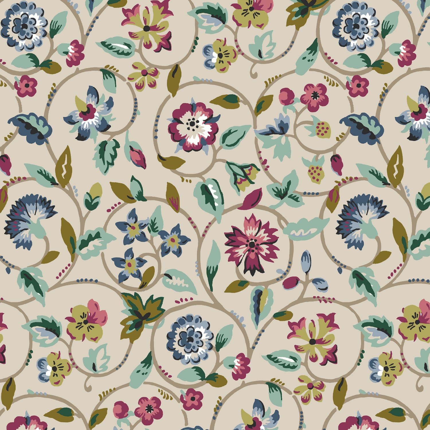 land & shore flowers & leaves esther multi curtains