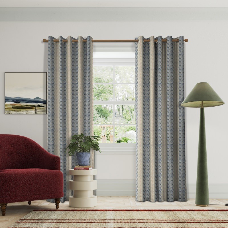 Land & Shore Stripes Fintra Stripe Blue Red Curtains