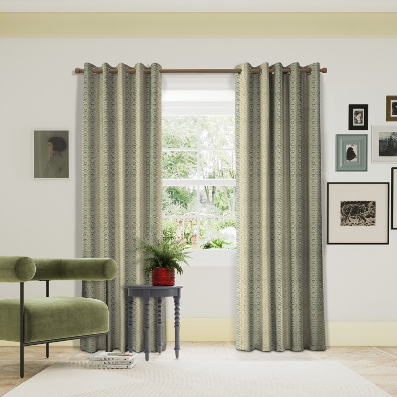 Land & Shore Stripes Fintra Stripe Green Curtains
