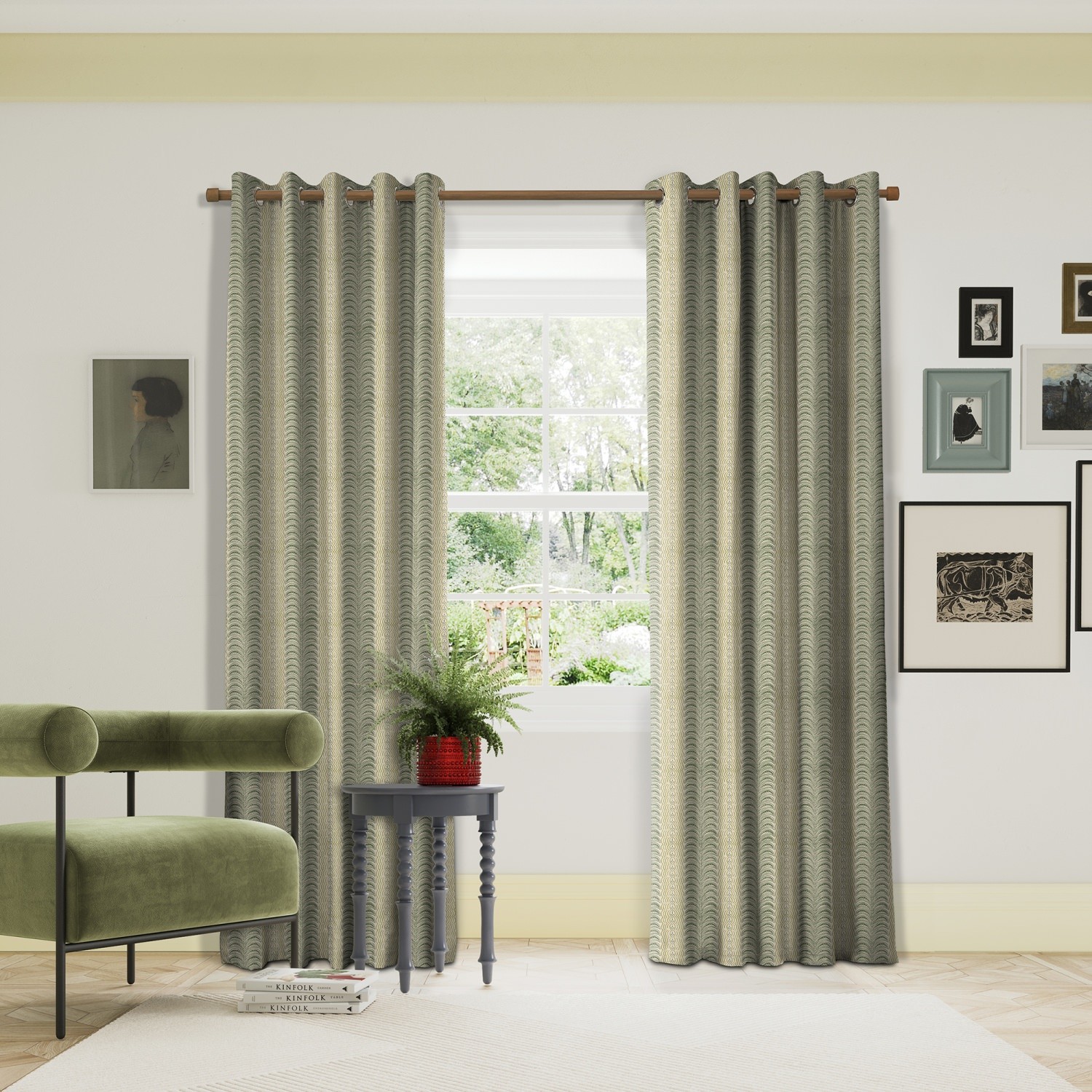 land & shore stripes fintra stripe green curtains