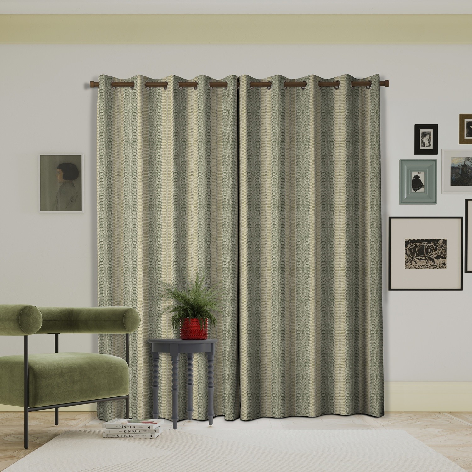 land & shore stripes fintra stripe green curtains